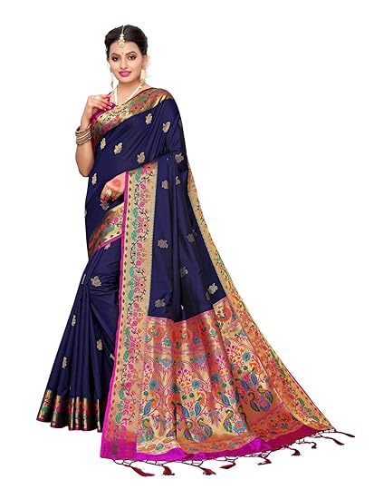 Women's Silk Paithani Jacquard Saree with Blouse