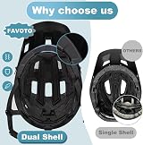 Favoto Mountain Bike Helmet Lightweight Adjustable Black CE CPSC Fasten One view 2