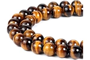 LIFAVOVY 12mm Natural Yellow Tiger Eye Beads Round Semi Precious Gemstone Loose Beads for Jewelry Making 32pcs/Strand