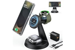 MEIFIGNO Magnetic Wireless Charger for Samsung, 3 in 1 Charging Station Compatible with MagSafe Samsung Charger for Galaxy S25 Ultra S24 Z Fold7/Flip7, Watch Charger Stand for Galaxy Watch Ultra 8 7, for Buds