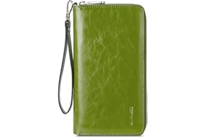 BOSTANTEN Leather Wallets for Women RFID Blocking Zip Around Credit Card Holder Phone Wristlet Clutch