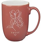 Christian Art Gifts Large Ceramic Coffee & Tea Mug for Women: Trust in the Lord Inspirational Proverb Bible Verse, Non-toxic, Clean Sturdy Beverage Cup, Pink, 15 oz.