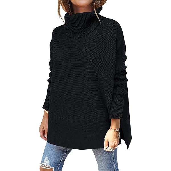 Oversized Turtleneck Sweater For Women - Chunky Knit Batwing Sleeve Pullover For Winter - View #11