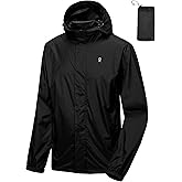 Little Donkey Andy Men's Packable Rain Jacket Windbreaker Waterproof Lightweight Rain Coat with Hood for Golf Cycling Hiking