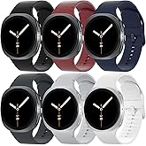 6 Pack Sport Bands Compatible with Samsung Galaxy Watch 8 40mm 44mm/Galaxy Watch 8 Classic 46mm, No Gap Soft Silicone Strap for Men Women