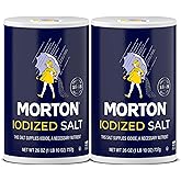Morton Salt Iodized, All-Purpose Iodized Salt, 26 oz, 2-Pack | Table salt, a seasoning ingredient with no clumps and an easy-pour spout, a salt with iodine, perfect for cooking &amp; table use