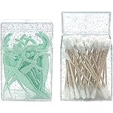 MatFirsmo Cotton Swab Holder for Travel, 2 Pcs Portable Small Dental Floss Holder, Clear Plastic Cotton Bud Holder with Dustproof Lid
