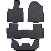 Custom-fit for 2023-2026 Honda Pilot Premium All-Weather Rubber Floor Mats Front and 2nd & 3rd Row Seat Liner Set Heavy Duty Set (Black)