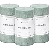 3x6 inch Green Pillar Candles Set of 3, Unscented Pillar Candle, Dripless and Smokeless Large Candles, Candle for Home Decor, Dinner Table,Weddings, Holidays