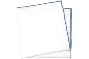 BELLUNO White Pocket Square with Embroidered Color Edge