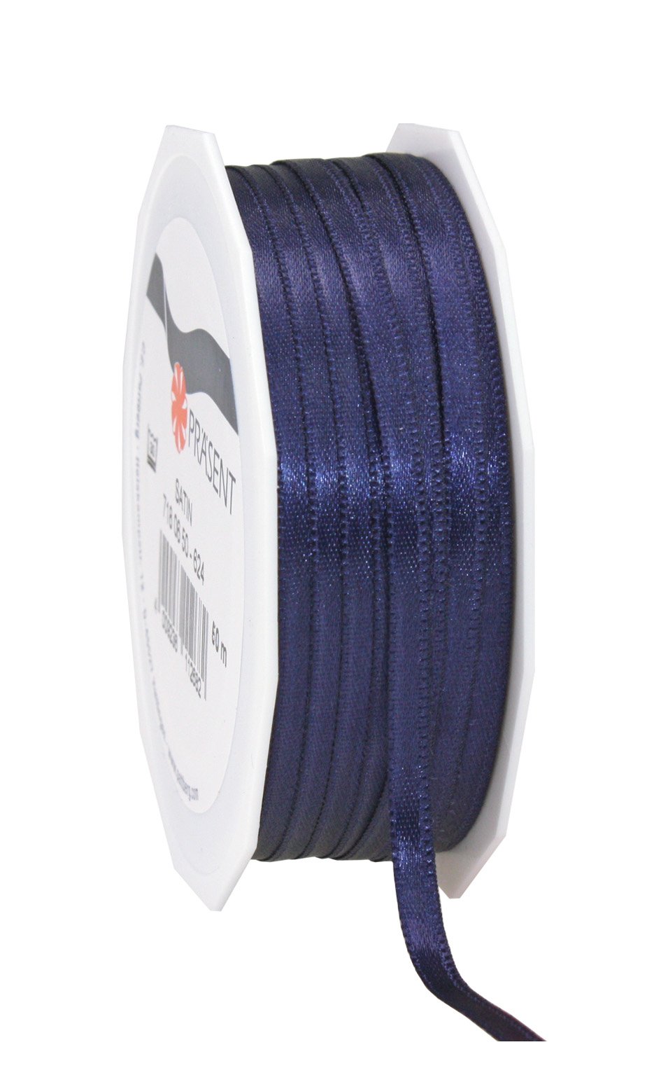 PRÄSENT C.E. Pattberg SATIN dark blue gift ribbon, 55 yards for Wrapping Gifts, 0.24 inches width, Ribbon for Decorating & Crafting, Decorative Ribbon for Gifts, for every occasion