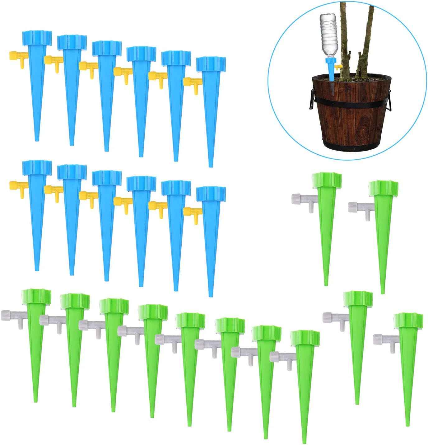FREEHAWK Plant Waterer Automatic Self Watering Spikes Self Irrigation Watering System Self Drip Irrigation with Slow Release Control Valve Switch for Potted Plants(24PCS)