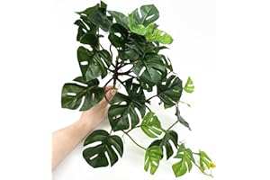 Fake Plants Hanging Small Faux Potted Ivy Vine Artificial Monstera Mini Faux Tropical Plants Greenery for Bathroom Office Tab