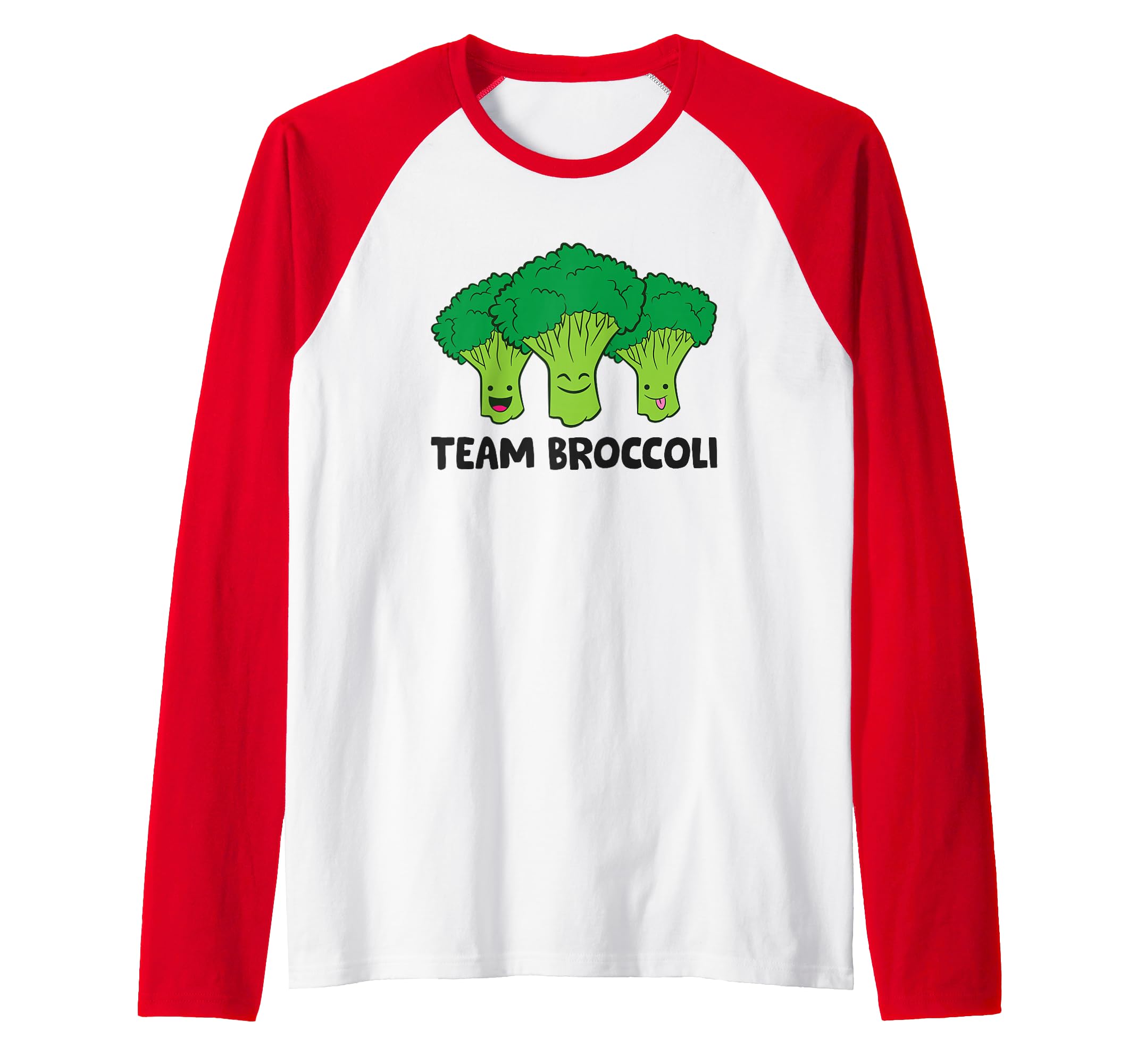 Team Broccoli Vegan Vegetarian Broccoli Raglan Baseball Tee