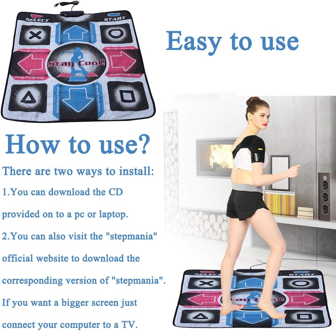 lelukee Dance Pad for Kids Adults,USB Dance Mat for PC,Non-Slip Durable Dancing Step Dance Mat,Fitness Body Building Dancing Mat,Arcade Games Machines for Home Dance Mats,Plug and Play: Toys & Games