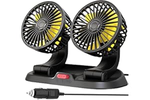 MICLSRS 12 Volts Car Fan, 360 Degrees Rotatable Cigarette Lighter Powered, 12V Dashboard Fan for Car Vehicle SUV RV