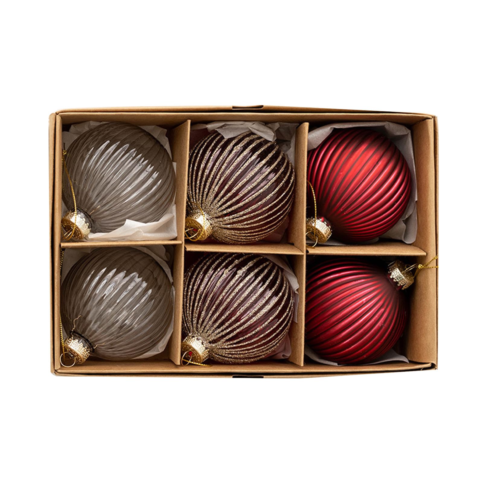 Set/6pcs Christmas Bauble,Glass Ornaments Perfect For Tree Decoration Beautiful Hangers Decors Eye-catching Accent Christmas Ornaments