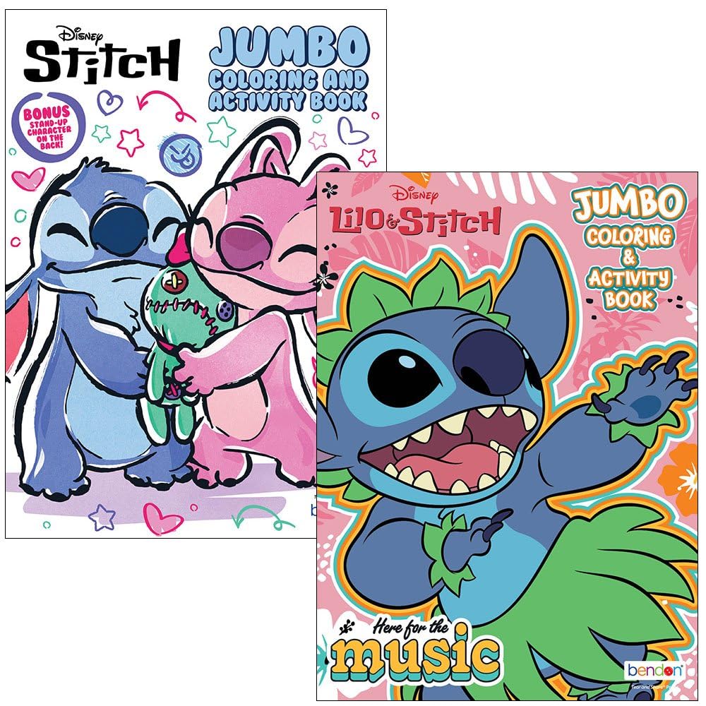 Disney Lilo & Stitch Coloring and Activity Book Set - 2 Pack | Lilo&Stitch: Here for The Music and Stitch&Angel Ohana