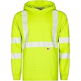 TICOMELA FR Shirts Pullover High Visibility 6oz Lightweight Hi vis Flame Resistant Reflective Hooded Work Shirt