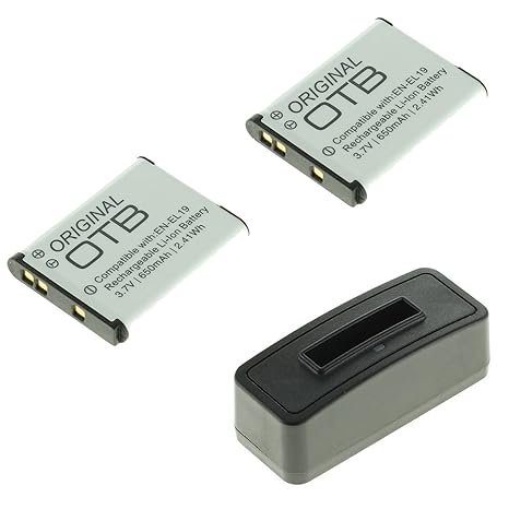 bg-akku24 2 Stück Akku und Ladegerät für Nikon Coolpix A100,A300,S32,S33,S2500,S2600,S2700,S2800,S2900,S3100,S3300,S3500,S360