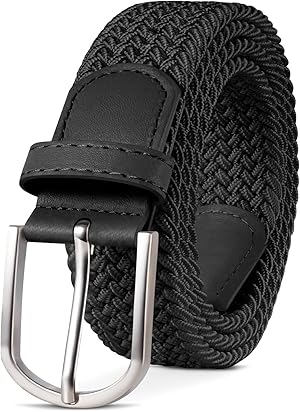TANGCHAO Stoffgürtel Stretchgürtel Elastik Flechtgürtel Geflochtener und Elastischer Dehnbarer Gürtel für Damen und Herren Breite 3.3cm Länge 90 cm bis 135 cm