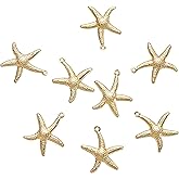 Airssory 10 Pcs Starfish Ocean Animal Charms Sea Stars Mini Golden Plated Metal Brass Pendants Bulk for Jewellery Making DIY Crafts Accessories - 23x20.5mm