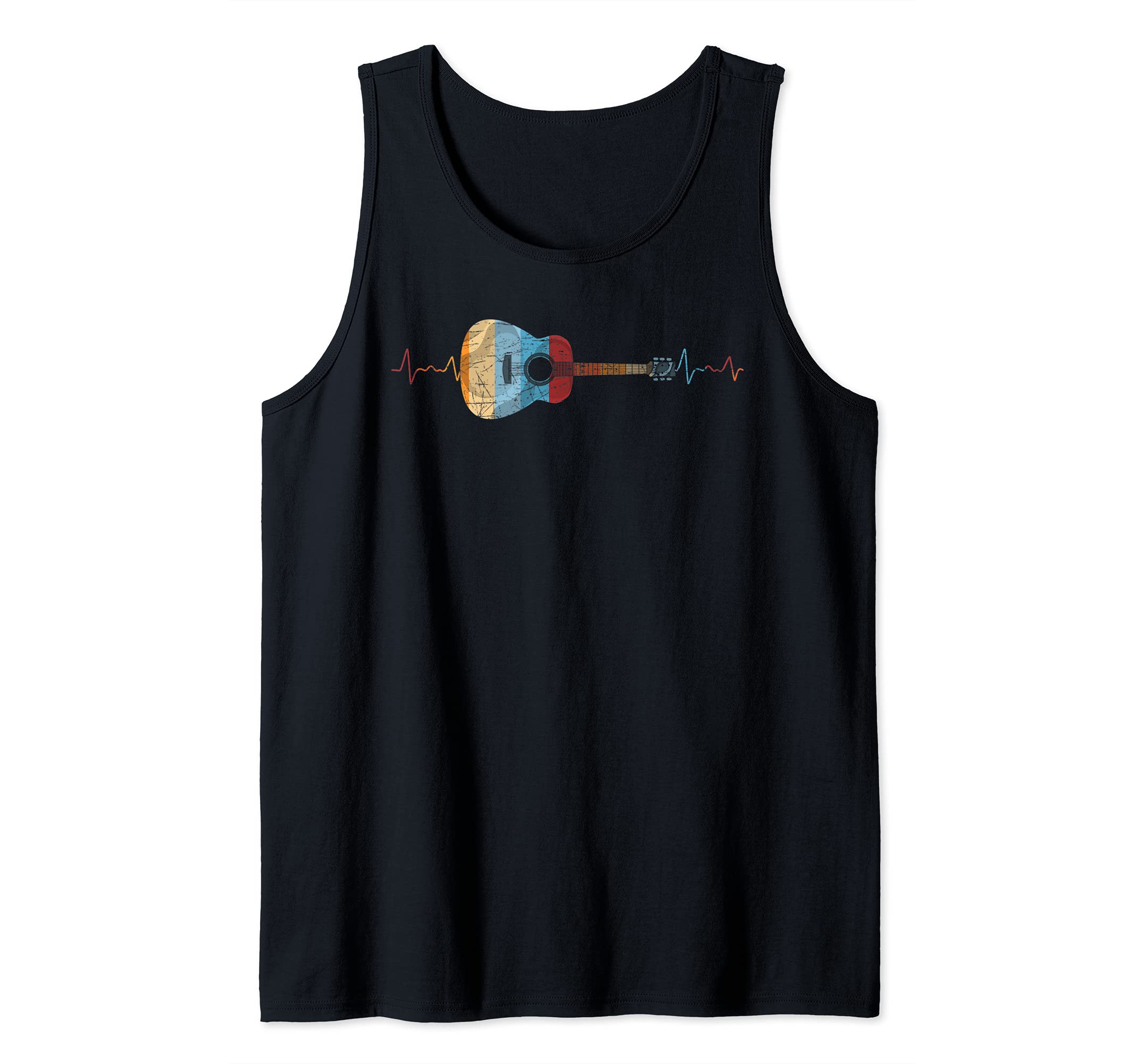 Guitar Player Guitarist Heartbeat Retro Acoustic Guitar Tank Top