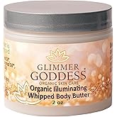 Glimmer Goddess Shimmer Body Butter with Organic Whipped Shea Butter for Hydration, Moisturizing & Silky Natural Glow - Rose Gold Super, 2 oz