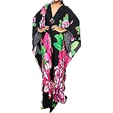 Bsubseach Women Ethnic Print Kaftan Beach Dress Plus Size Swimsuit Cover Up