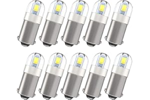 Anourney Shuyee Super Bright BA9S LED Car Bulbs, BA9 53 57 1895 64111 LED Lamp for Instrument Cluster Door Courtesy Map License Plate Light on RV Camper Trailer, Pack of 10