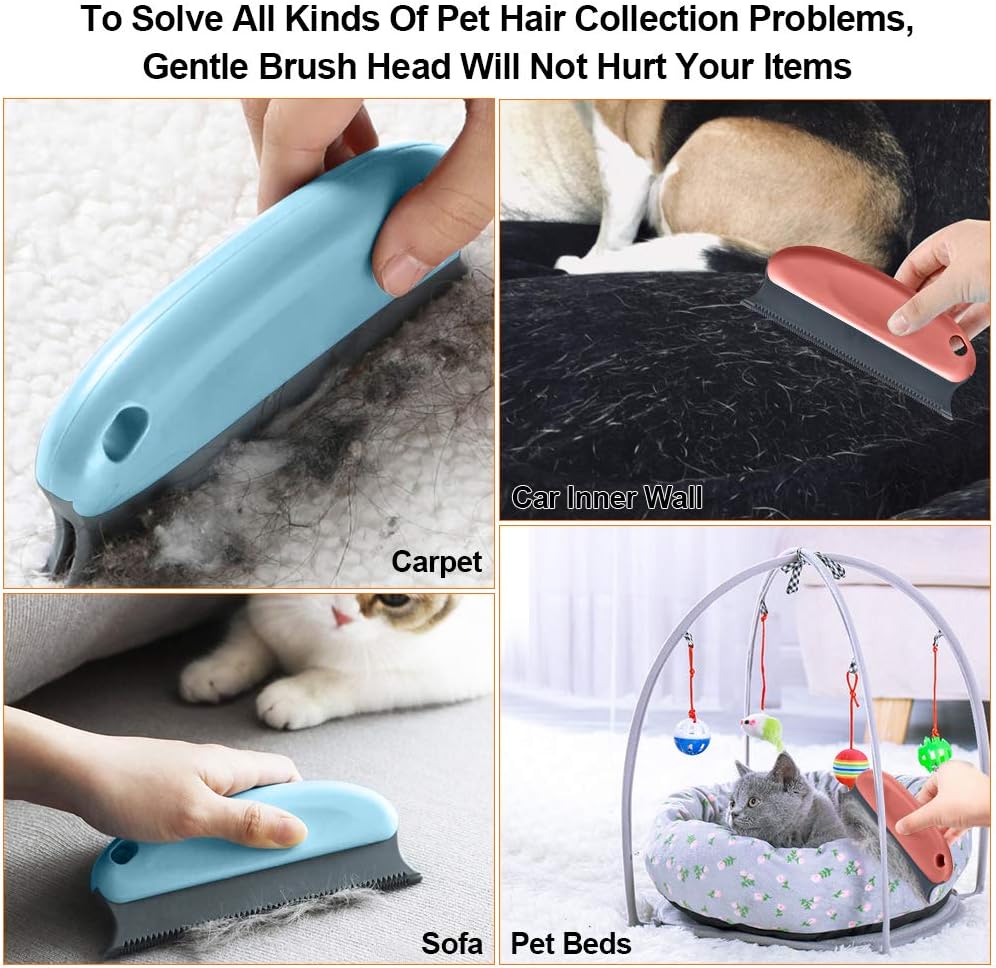 4PCS Premium Pet Hair Remover for Couch, Cat & Dog Hair Remover Set, Professional Pet Hair Remover Brush Comb for Cleaning Carpets, Sofa, Furniture and Car Interiors + 2 Dog Grooming Brushes