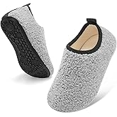 QFH Toddler Slippers Boys Girls Indoor Comfy Slippers Kids Barefoot Walking Shoes with Soft Velvet Lining Winter Warm Sock Shoes