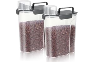 LEAWALK 10-14 LBS Airtight Cat Food Storage Container,Dog Food Storage Container With Upgraded Large Nozzle,BPA-Free,Pet Food Storage Containers For Rice,Grain,Pet Food,Flour Dog Treat Storage-2pack Dark Gray