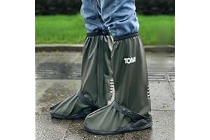 TOMI Waterproof Shoe Covers For Rain，Rain Boot Covers With Zipper,Galoshes Shoe Ponchos,Reusable & Foldable,Non-Slip PVC Snow Boot Covers for Men and Women (Dark green, X-Large)