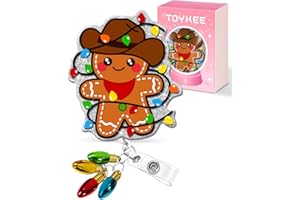 Toykee Christmas Badge Reel Retractable - Cute Gingerbread Hat Light Badge Reel Holder with Alligator Clip, Gift for Nurse Office Worker Medical Assistant Student ID Accessories