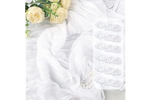 HENEGER 6 Pack White Cheesecloth Table Runner 10Ft Gauze Cheese Cloth Table Runner 35x120 Inch Boho Sheer Rustic Fabric Runner for Party Bridal Baby Shower Wedding Table Decoration