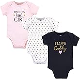 Hudson Baby Unisex Baby Cotton Bodysuits Baby and Toddler T Shirt Set, Girl Daddy, 3-6 Months US