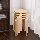 VitaSerendipity Stackable Bentwood Stool Set of 4, 18" Round Wood Nesting Stools，Suitable for classrooms, Dining Rooms，Kitchens，Living Room，Parties，Birch
