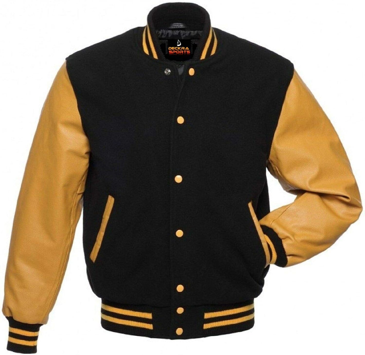 Men's Varsity Jacket Genuine Leather Sleeve and Wool Blend Letterman
