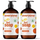 Everyone 3-in-1 Kids Body Wash, Bubble Bath &amp; Shampoo, Orange, 32oz 2pk | quality essential oils | | EWG Verified | bulk 2-pack value | all in one | fun daily bath
