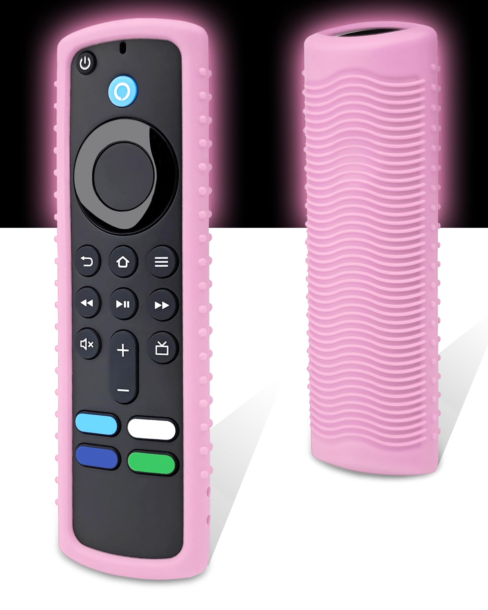 Protective Cover for Firestick Remote, Friendly Silicone Material, DropProof, DustProof, Washable, Compatible with Most Models of Fire Stick 4k/Max Voice Remote Case, FireTV Remote Skin(Luminous pink)