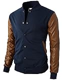 H2H Mens Long Sleeve Printed Baseball Bomber Jacket