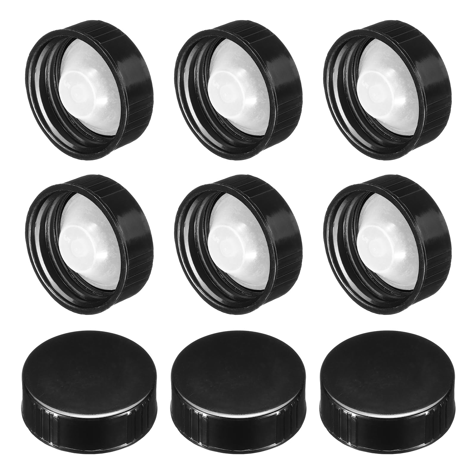 Photo 1 of PATIKIL 33mm Phenolic Resin Cover, 144pcs Poly Seal Screw Cap Growler Cap Phenolic Cover Thread for 33-400 Glass Beer Brewing Bottles Gallon Growler Gallon Jug, Black