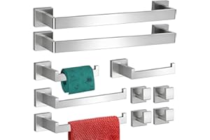 10 Pieces Bathroom Accessories Towel Bar SUS304 Stainless Steel Brushed Nickel Towel Holder Wall Mounted Heavy Duty Towel Rac