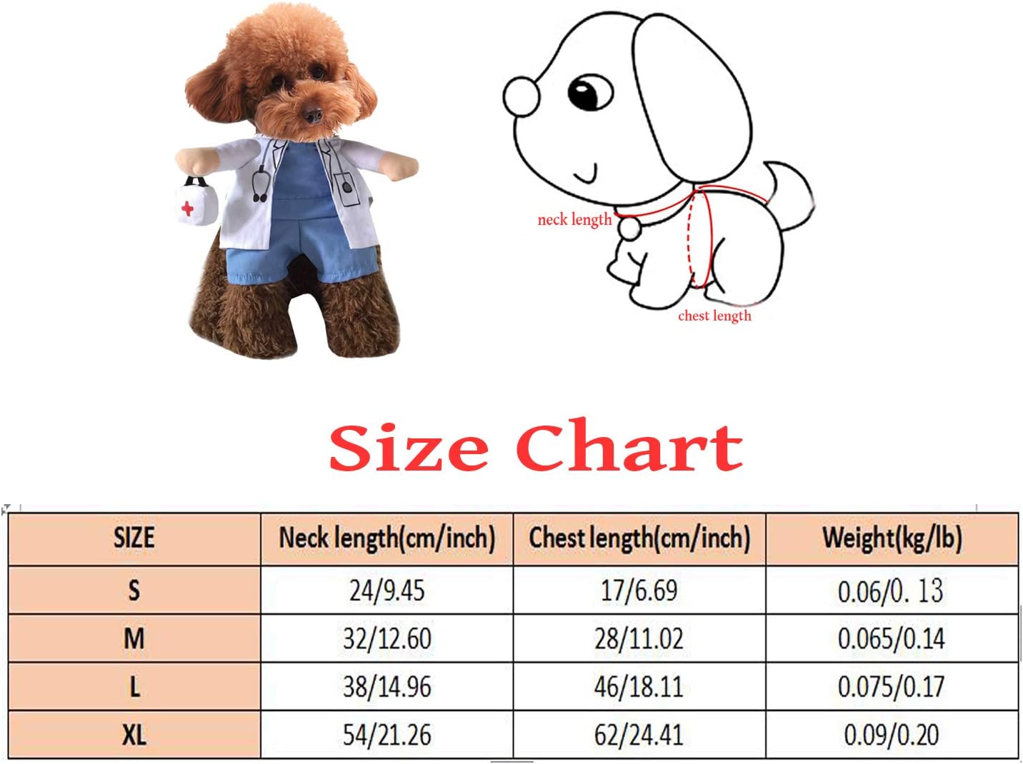 XIAOYU Puppy Dog Cat Halloween Costume, Doctor Style Costume, Doctor Coat Medicine Box for Dog Cat Cosplay Party M - Image 5