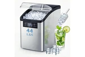 Waleaf 44LBS/24H Countertop Nugget Ice Makers with Timer, 24PCS Ice Cubes Ready in 6 Mins,Portable Auto-Cleaning Ice Machine with 2L Water Tank, for Home Kitchen Camping RV