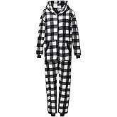 Kidukso Adult Check Onesie Pajamas Comfy Christmas Jumpsuit Zipper Sleepwear Family Matching loungewear for Women Men