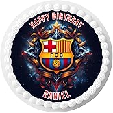 Cake Topper FC 7.5 inch Custom Edible Personalize BIRTHDAY CAKE Soccer Futbol Barcelona