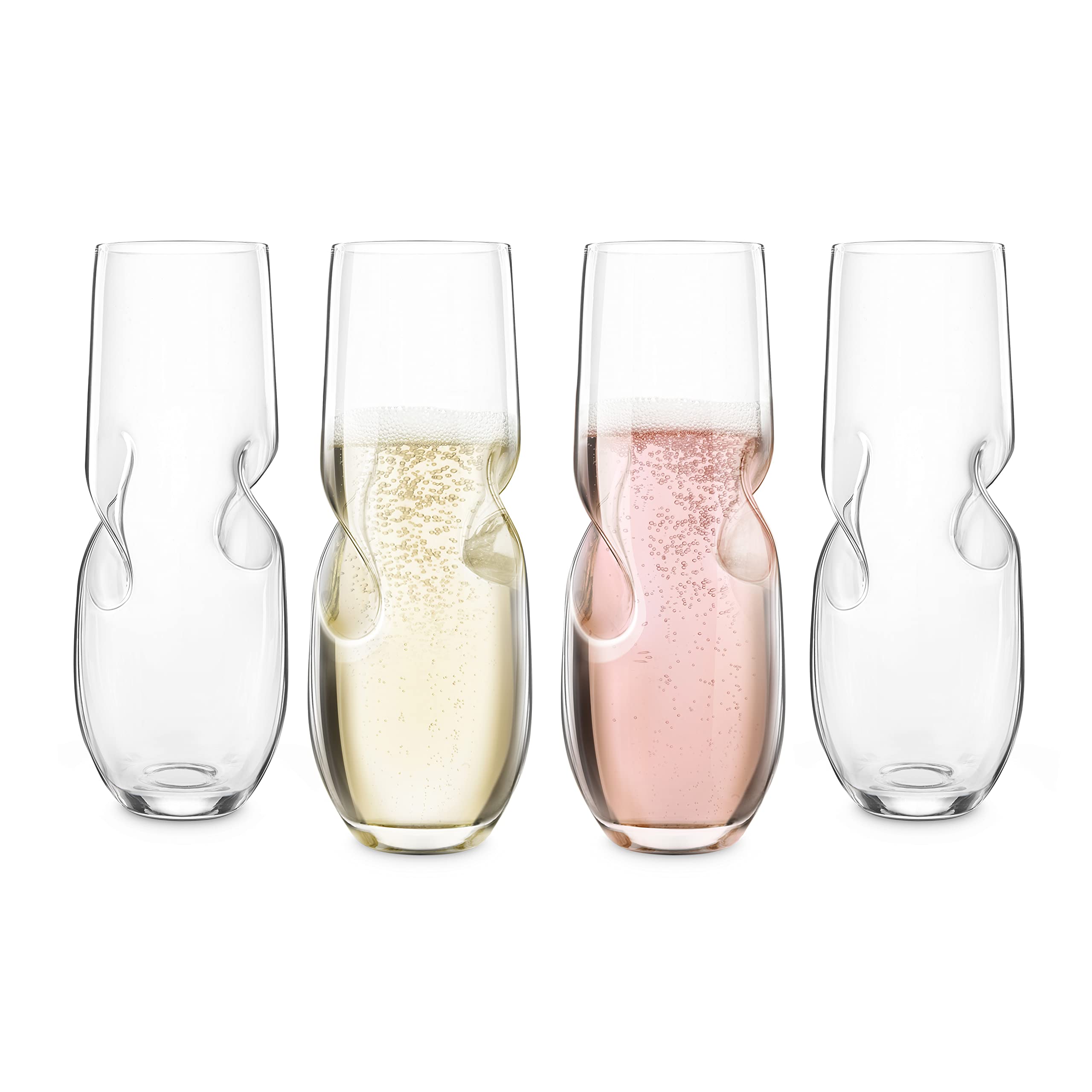 Bubbles Stemless Champagne/Sparkling Wine Glasses - Set of 4-8 oz (236 ml)