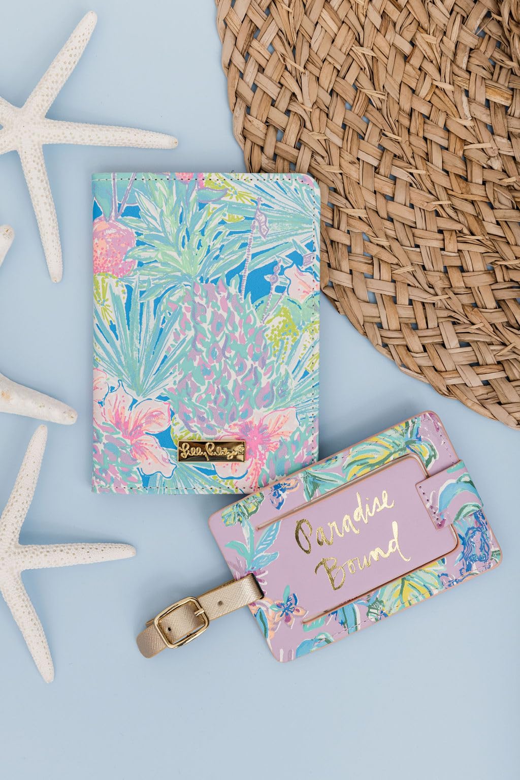Lilly Pulitzer Vegan Leather Passport Holder, Cute Passport Cover, Travel Wallet with Credit Card Slots, Swizzle In